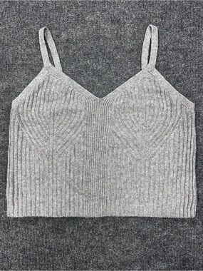 Auden Ribbed V-Neck Knit Cami Top - Gray